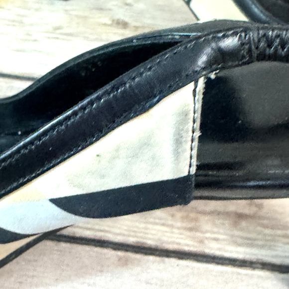 Salvatore Ferragamo Womens Tan Black Satin & Leather Slingback Heels 7B - Picture 13 of 16